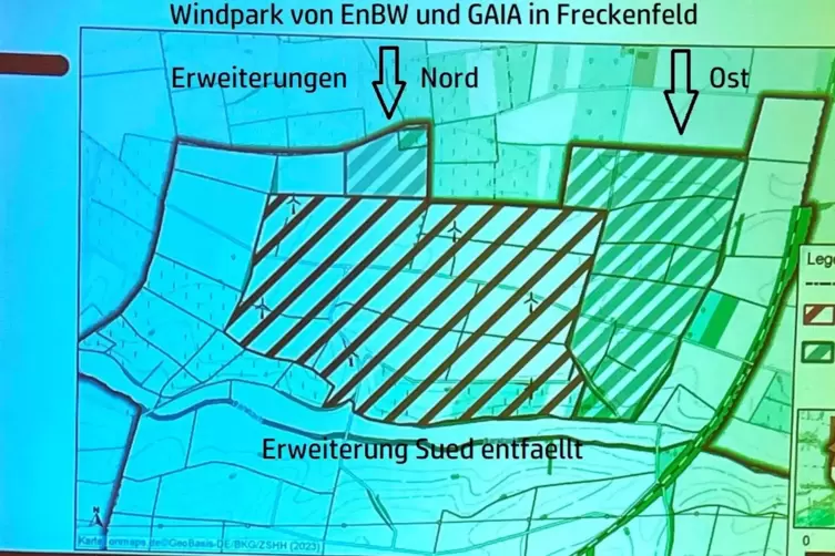 Die Flächen für die geplante Erweiterung des Windparks Freckenfeld. 