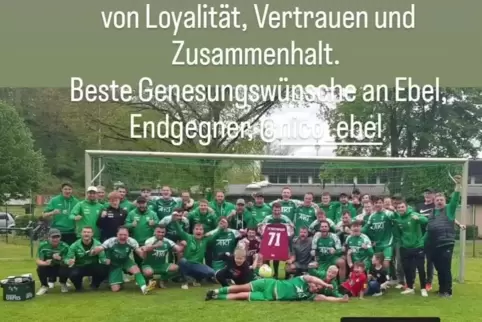 Ein Zeichen der Solidarität und des Zusammenhalts des SV Katzweiler, der trotz der Feierlaune noch an einen dachte, der gerade k