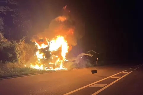 Der Lkw brannte komplett aus. 