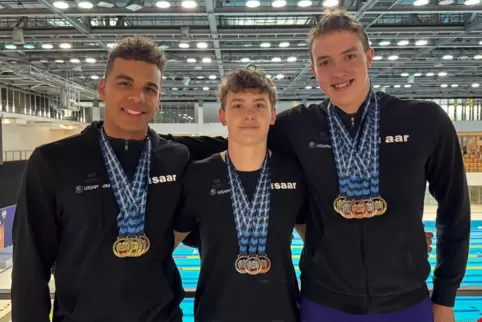 Fünfmal Gold, viermal Silber und dreimal Bronze: Die Schwimmer der Wassersportfreunde (Wsf) Zweibrücken – von links: Michael Raj