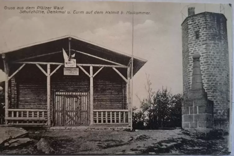  Die Ansichtskarte aus dem Jahre 1913 zeigt das erste Kalmithaus, den damaligen Turm (Vorgänger zum heutigen Turm aus dem Jahre 