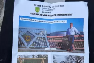 Ausschnitt des Flugblattes unter dem Stadtwappen Landaus.