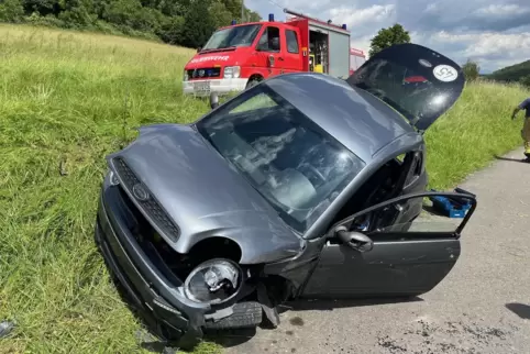 Nach einem Ausweichmanöver landete das Microcar im Hang zum Moscheltalradweg. 