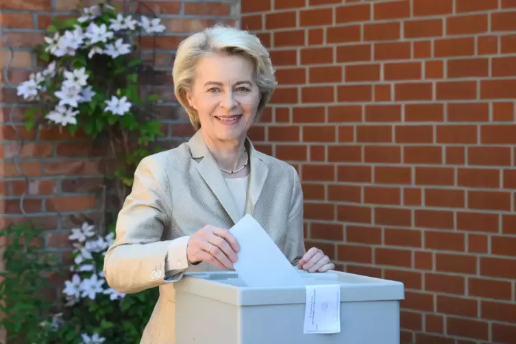 „Ich habe gewählt“: Ursula von der Leyen. 