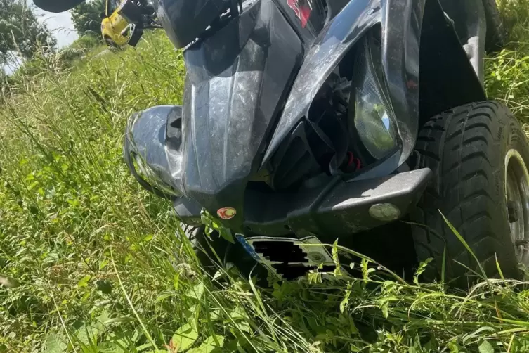 Das Quad in einer Wiese nebend er Straße. 