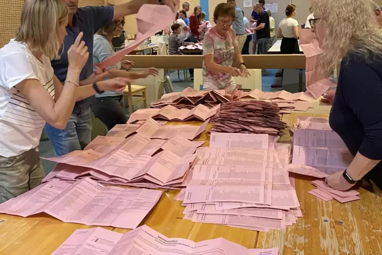 Auszählung der Kreistagswahl in Weisenheim am Sand. 