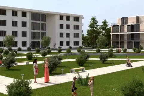 Grüne Parks, 500 Wohnhäuser, und Gewerbeflächen: So soll das neue Stadtquartier Coeur einer ersten Visualisierung nach einmal au