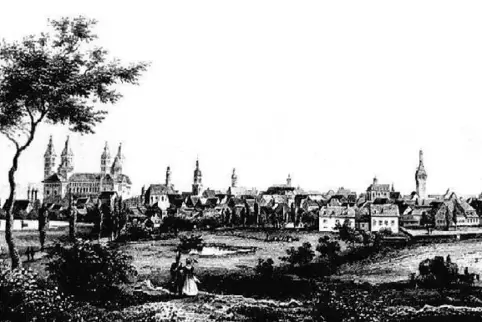 Ansicht von Speyer aus dem Jahr 1855: Nach dem Ende des Pfälzer Aufstands herrschte ein Klima der Überwachung.