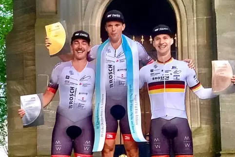 Das Podium in Göllheim: (von links) Moritz Augenstein, Tim Schlichenmaier, Dario Rapps.