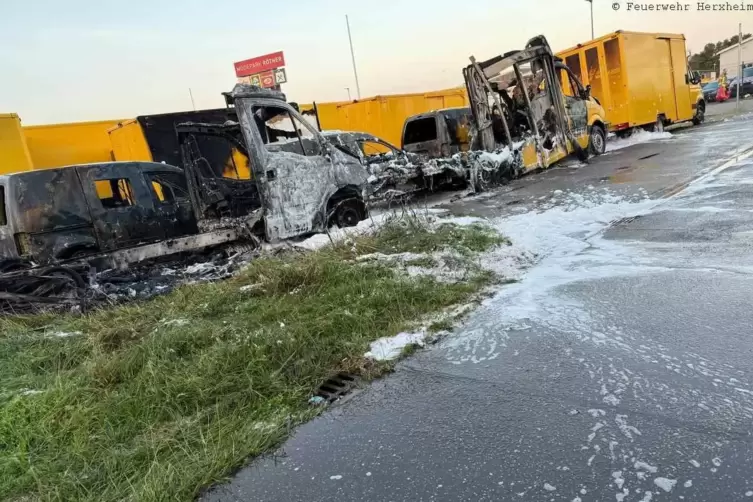 Zwölf Fahrzeuge wurden durch den Brand zerstört. 