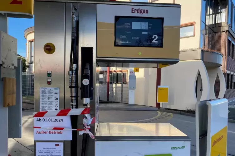 Seit Januar außer Betrieb: die Zapfsäule für Erdgas an der Shell-Tankstelle in der Wormser Straße. 