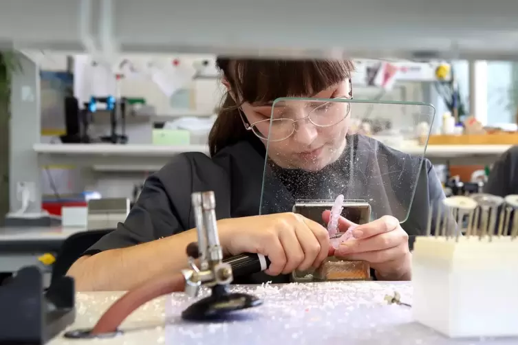 Ihre Gesellenprüfung hat Zahntechnikern Nadine Lawinsky als Landesbeste absolviert. 