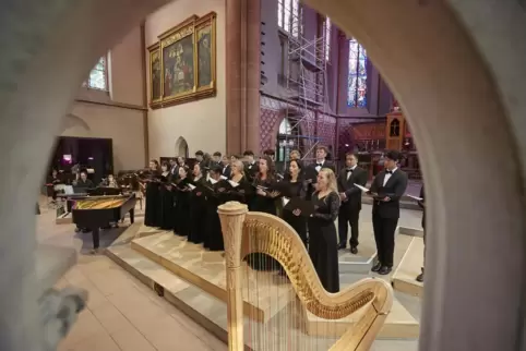 Der Chor des Pfalztheaters gab „szenen aus Opern, die in Kirchen spielen“ in der Marienkirche. 