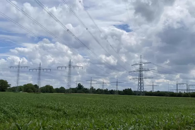 Ein zentraler Knotenpunkt beim Stromtransport vom südhessischen Bürstadt bis nach Kühmoos im Landkreis Waldshut, wo eines der gr