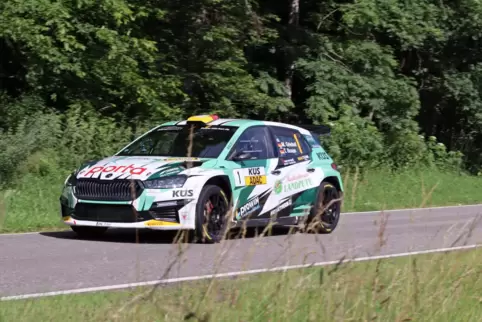 Heimspiel für das Team Marijan Griebel/Tobias Braun im Skoda Fabia RS Rally 2 bei der Saarland-Pfalz-Rallye. 