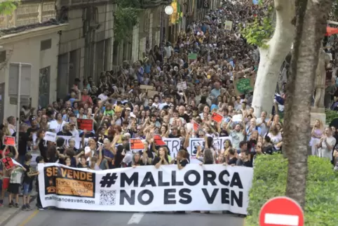 Demonstration auf Mallorca. 