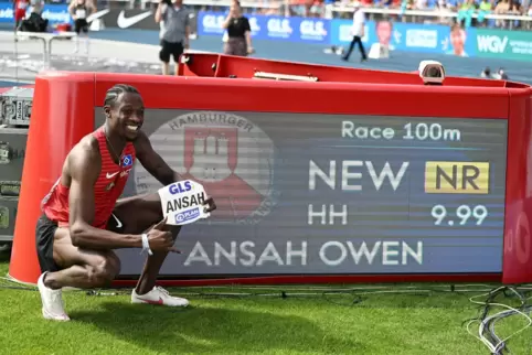 Welch ein grandioser Lauf: Owen Ansah nach seinem Rekord. 