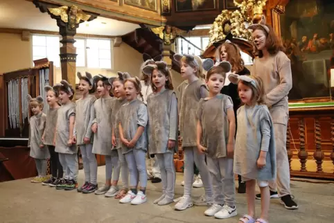 Die Mitwirkenden beim Kindermusical „Mäuse in der Dreifaltigkeitskirche“.