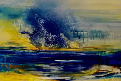 Explodierende Farbwelten: „Am Wasser“ (Ausschnitt) von Brigitte Peifer aus Höhfröschen.