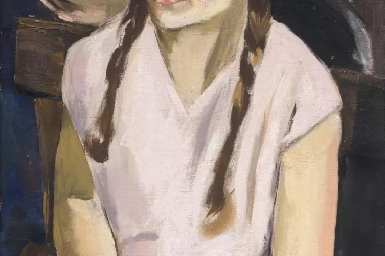 Inge Dinand (1907-2003): Porträt eines Mädchens mit Zöpfen und zwei Jungen (1929).