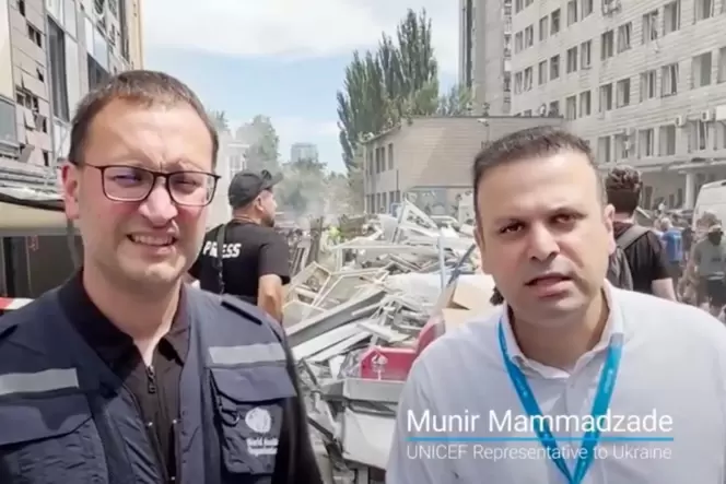 Munir Mammadzade, Unicef-Chef in der Ukraine, sieht rund um die Kinderklinik in Kiew viel Leid.