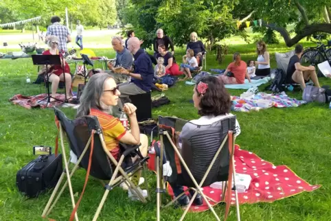 Mit einem entspannten Picknick protestierten die Teilnehmer gegen Bebauungspläne im Alwin-Mittasch-Park.