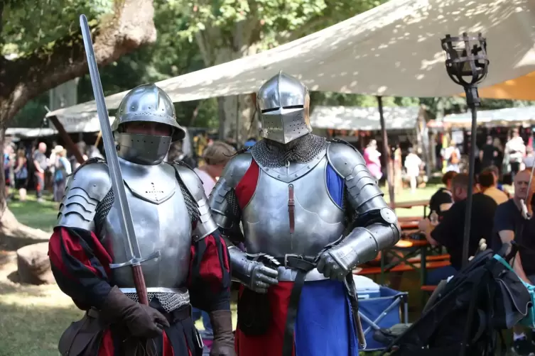 Gut gerüstet: Recken beim Mittelalter-Spektakel im Speyerer Domgarten. 