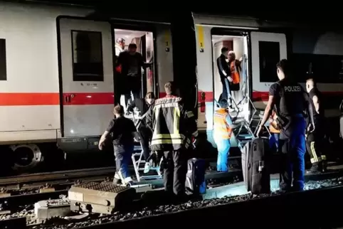 Die Reisenden mussten den Zug in Ludwigshafen verlassen.