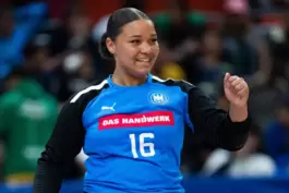 Louisa Werner freut sich beim Turnier in Göteborg über einen gehaltenen Ball. 