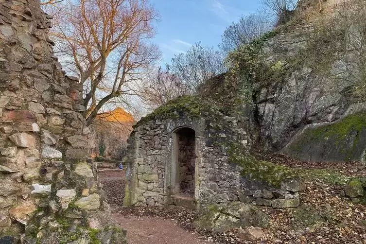 Die Reste der Kernburg der Moschellandsburg. 