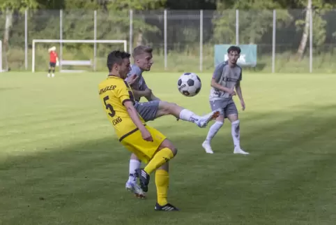 Beschenkte sich mit drei Toren selbst zum 23. Geburtstag: TSC-Akteur Dennis Brödel (graues Trikot), hier im Zweikampf mit dem Ba