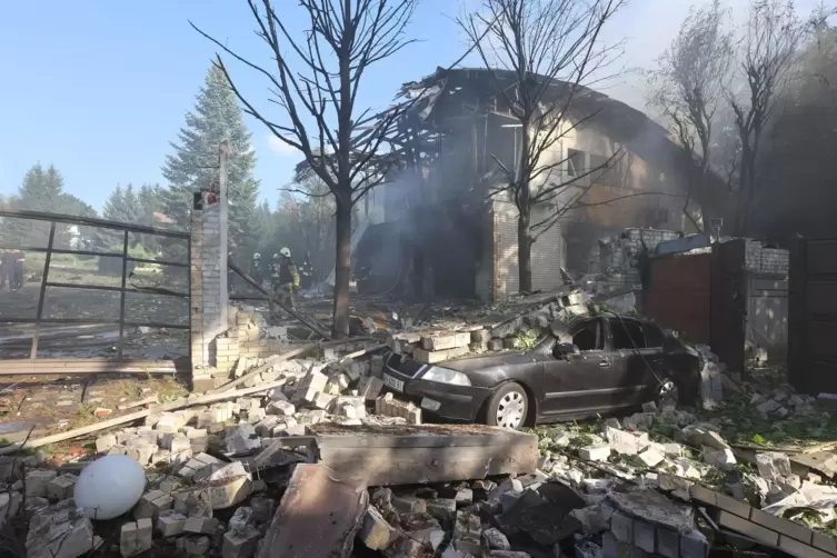 Zerstörtes Wohngebiet in Carkiw in der Ostukraine.