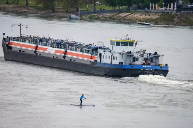 Stand-Up-Paddler auf dem Rhein
