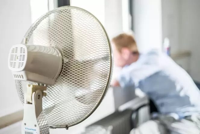 Ein Ventilator steht in einem Büro