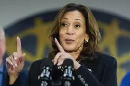 Darf sich über gute Umfragewerte freuen: Kamala Harris, Vizepräsidentin der USA und Präsidentschaftskandidatin der Demokraten fü