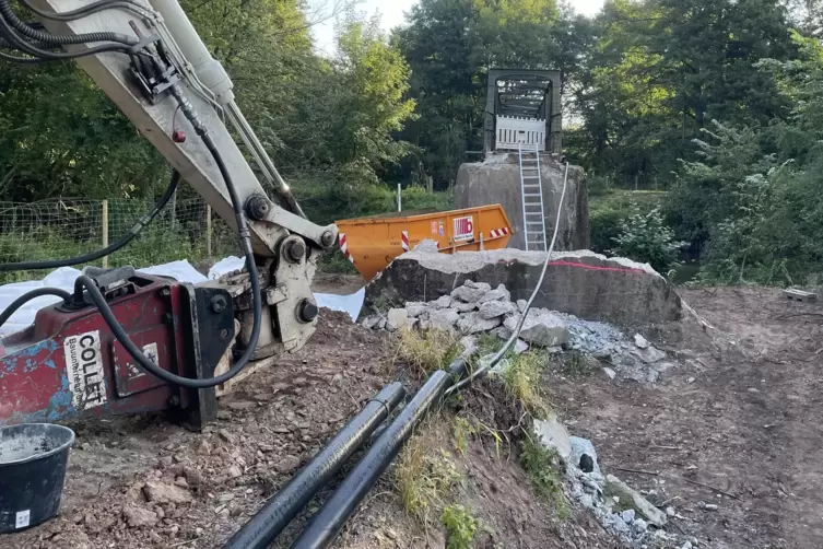 Die Brückenaufgänge der Bliesbrücke sind schon auf beiden Uferseiten abgebaut worden. Wenn alles gut geht, soll die neue Bliesbr