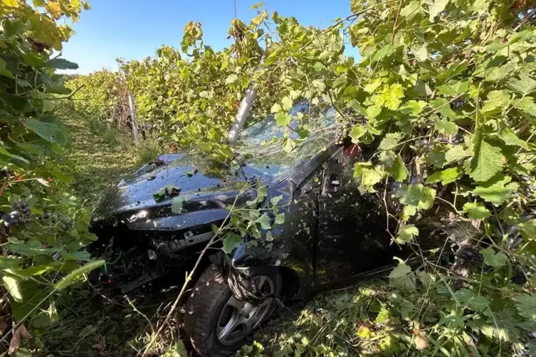 Das Auto der 31-Jährigen im Weinberg. 