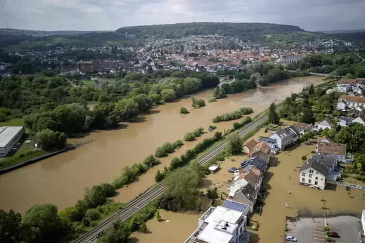 Das überschwemmte Kleinblittersdorf am Pfingstsonntag. 