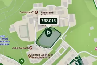 Der Uniparkplatz in der Darstellung der Parkster-App.