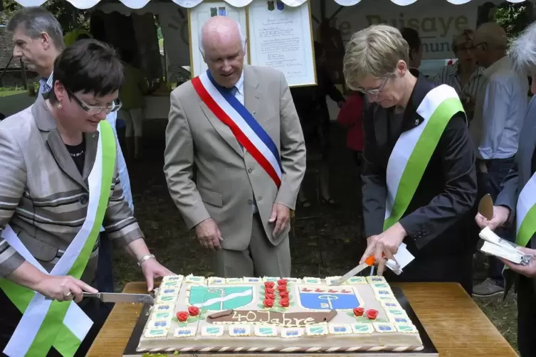 Geburtstagstorte: Elf Jahre ist es her, dass das 40. Jubiläum der Partnerschaft Kusel-Toucy in Burgund gefeiert wurde. Das Bild 