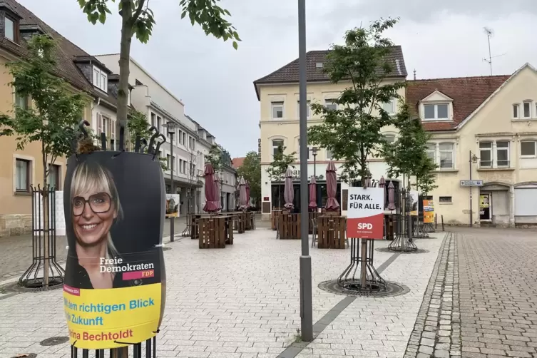 Wahlplakate auf dem Dürkheimer Schlossplatz. 