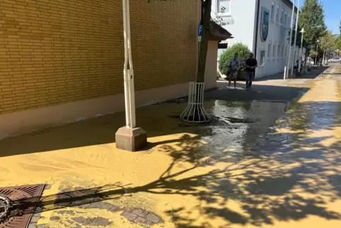 Am Mittwoch: Wasserrohrbruch vor der Grundschule in Heiligenstein. 