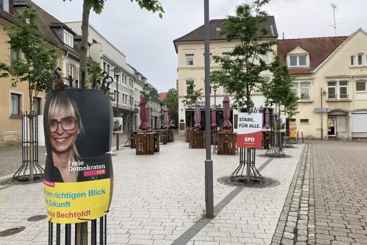 Der Ludwigsplatz vor der Kommunal- und Europawahl im Juni. 