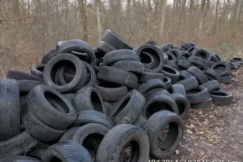 Autoreifen im Kirchheimbolander Wald. 