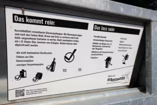 Ein Hinweis auf den Altglascontainern sorgt für Stirnrunzeln: »Deckel müssen nicht abgeschraubt werden.«