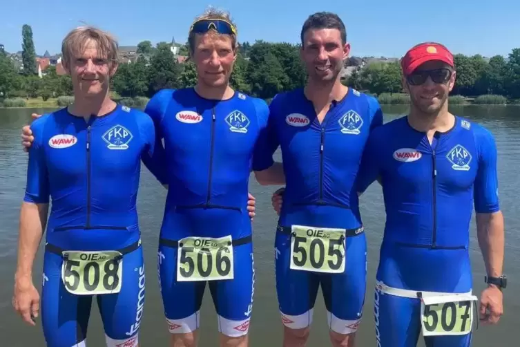 Ein Teil des Endurance-Teams des FK Pirmasens (von links): Klaus Krämer, Eik Tietz, Kapitän Nils Klein und Philipp Lebhardt.