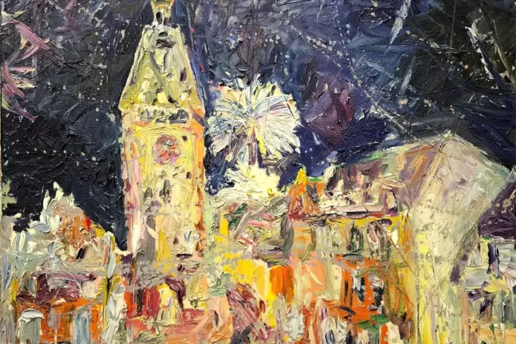  Jochen Frisch: ein Bild vom Postplatz beim Nacht (Detail). 