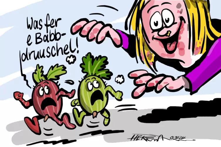 Rette sich, wer kann!, meint unser Karikaturist. Und wir fragen uns da: Wie kann man eigentlich so wild sein auf Stachelbeeren?