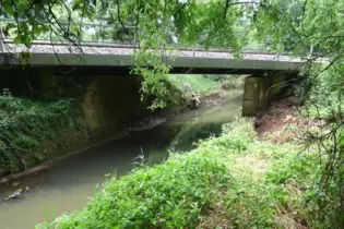 Eine kritische Stelle bei Hochwasser: die Eisenbahnbrücke nahe dem Engelshof.