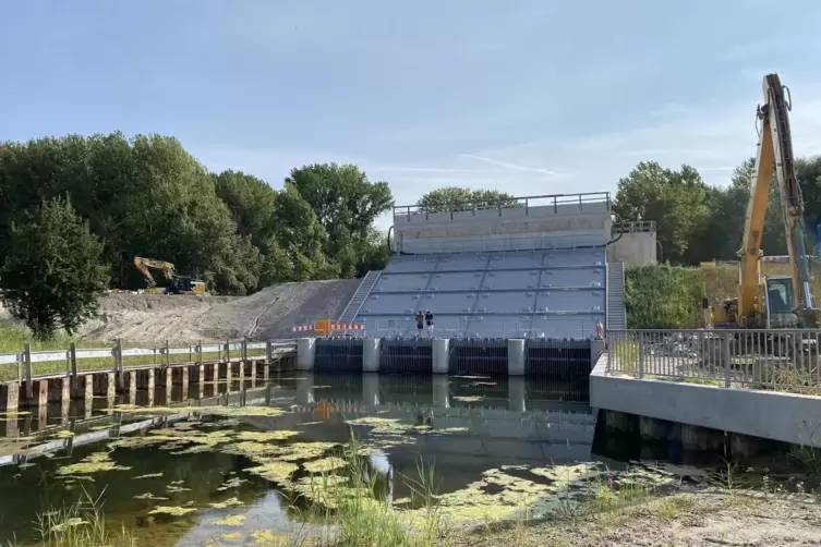 Das Schöpfwerk Leimersheim (in Betrieb seit 2023) verfügt über vier Schneckenpumpen mit einer Leistung von je 3500 Liter in der 